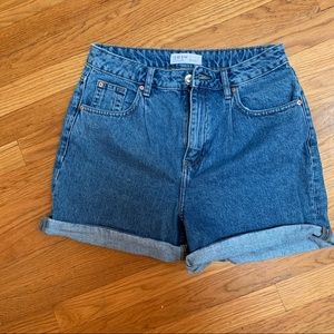High-waisted denim shorts